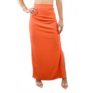 NEW SURELYMINE that maxi slit skirt in orange